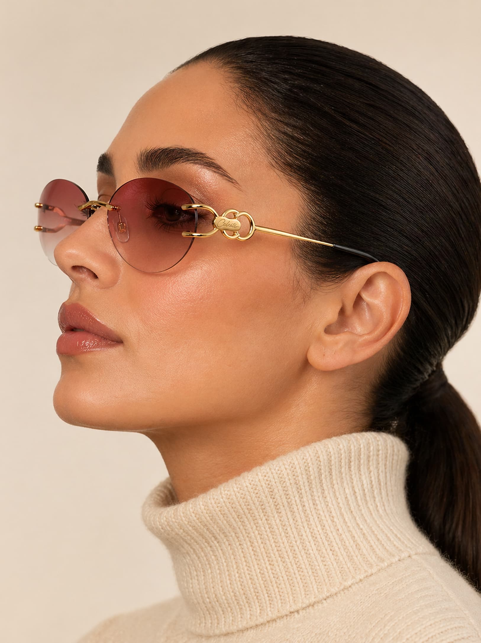 Celeste frame styled with delicate lavender stems on marble